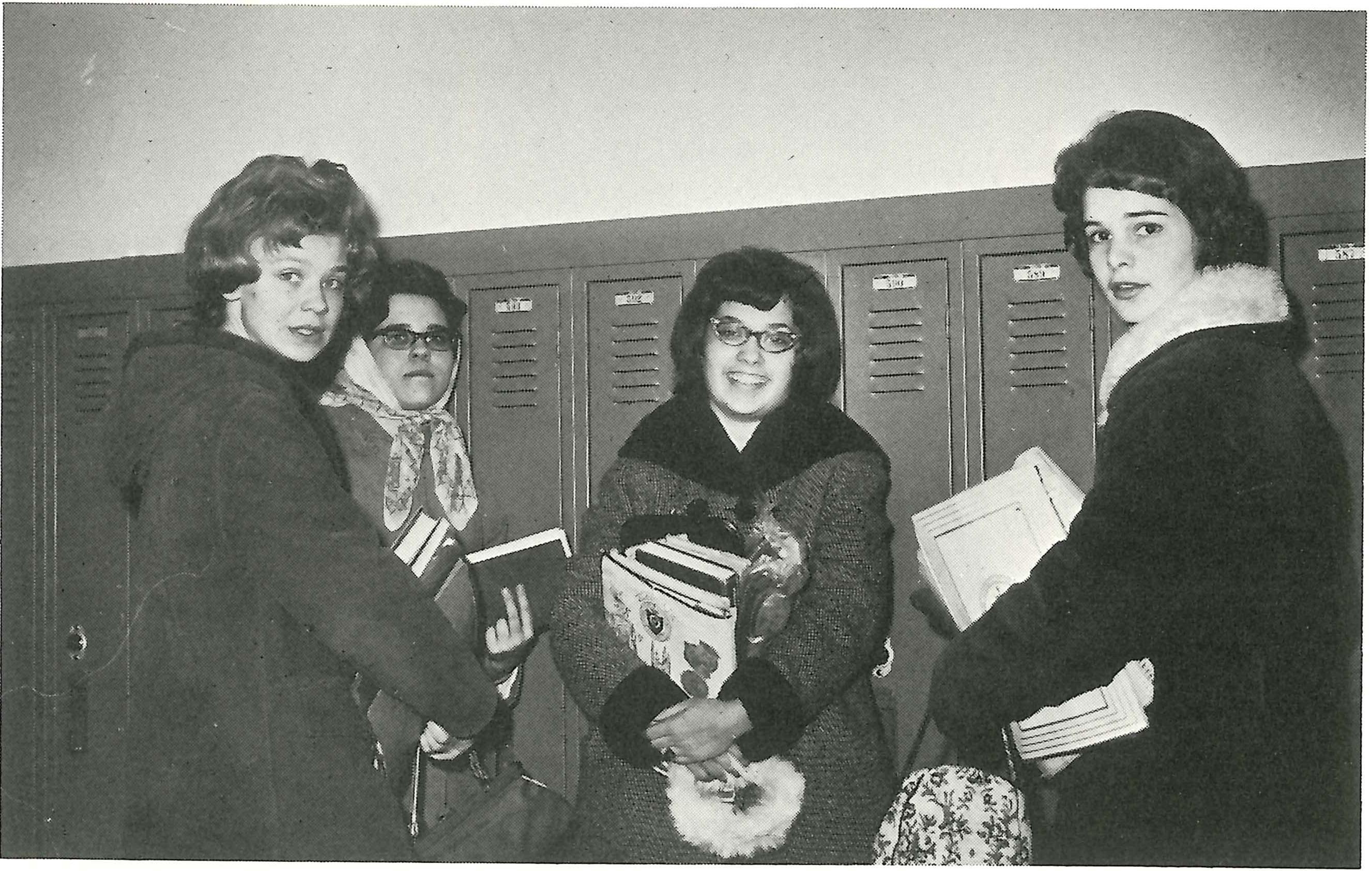High School Girls from 1965 by locker