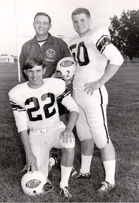 Tom Arth and Ken Knevel, Co-captions, with Coach Paul LaRocca, 1968-69